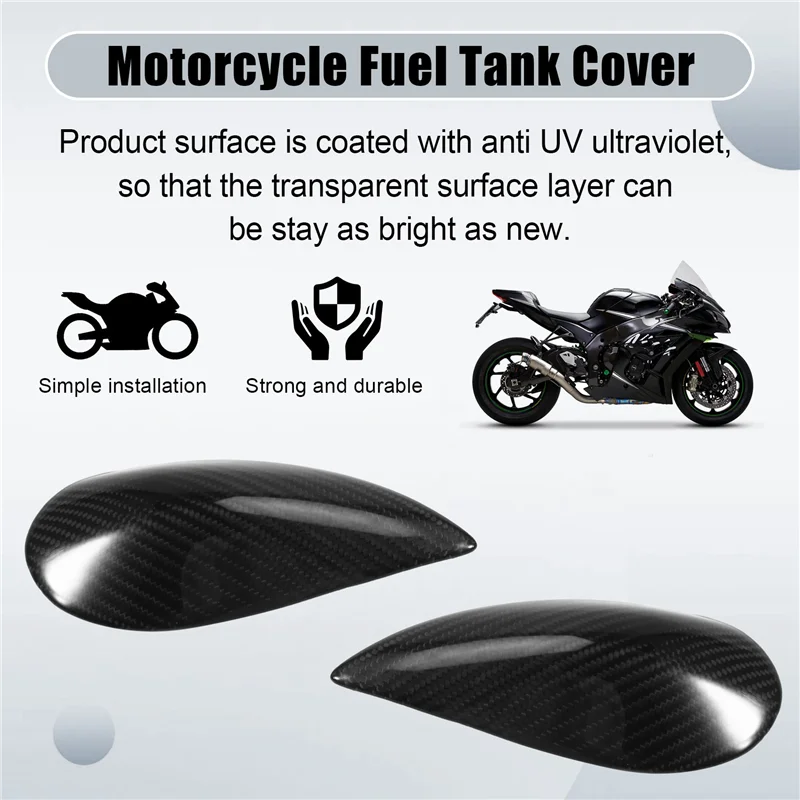 

AT92-Carbon Fiber Motorcycle Fuel Tank Protector Shell Decoration Protector Covers For KAWASAKI Ninja650 Z650 2017-2023