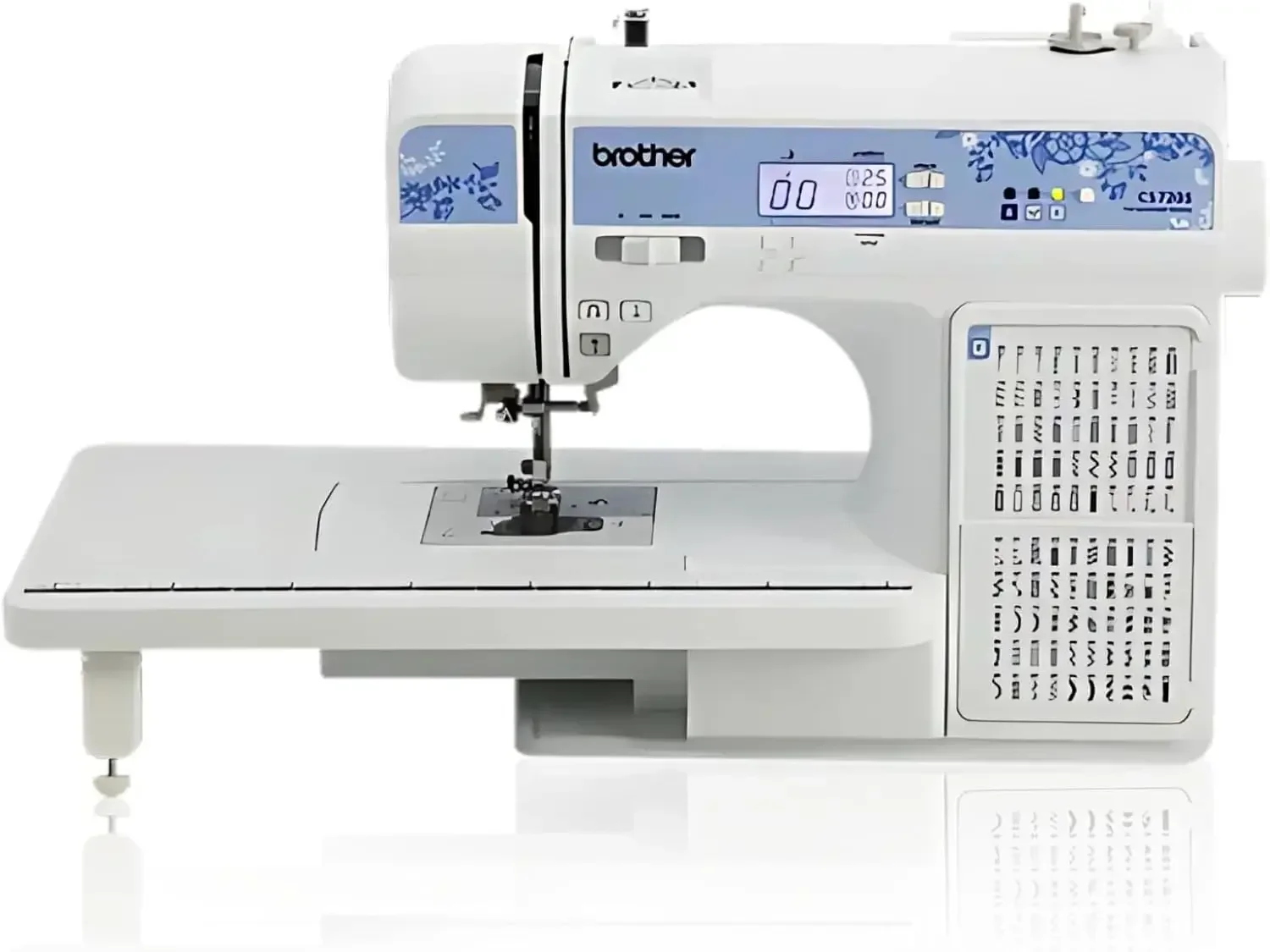 

BRAND NEW Brother CS7205 Computerized Machine, 150 Built Stitches, 1 Font, Wide Table, 11 Sewing Feet, White