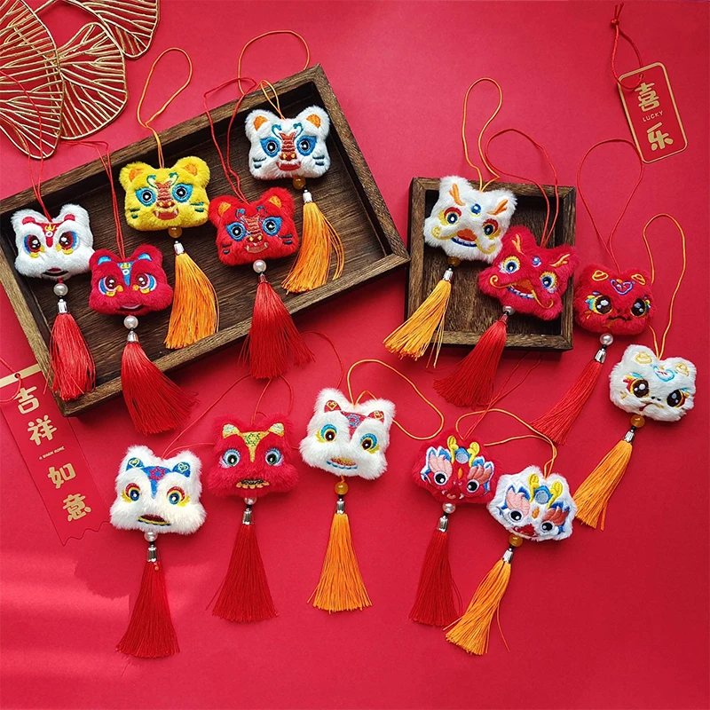 Chinese Style Festive Plush Lion Dance Tassel Pendant Luggage Hanging Decoration Accessories