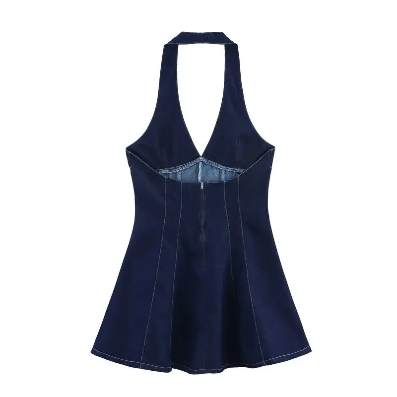 Vestido Corto ter de Mezclilla de Aodón para Mujer, Nuevo Estilo de Verano, Versátil, Cómodo, Estilo Casual para el Trab...