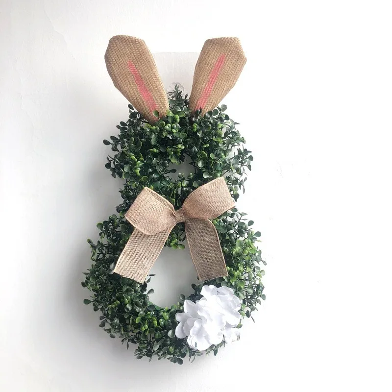 1 Pack Valentine's Day Easter Decorative Garland No. 8 Rabbit Ears Pendant Door Wall Decoration Plastic Artificial Plant Party Layout Background Decoration