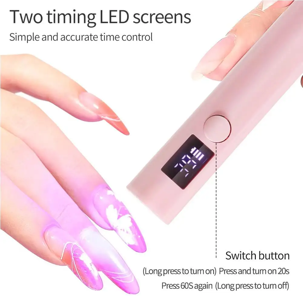 Rechargeable Portable Mini UV LED Nail Lamp With LED Display Nail Gel Polish Curing Drying Manicure UV Light Dryer