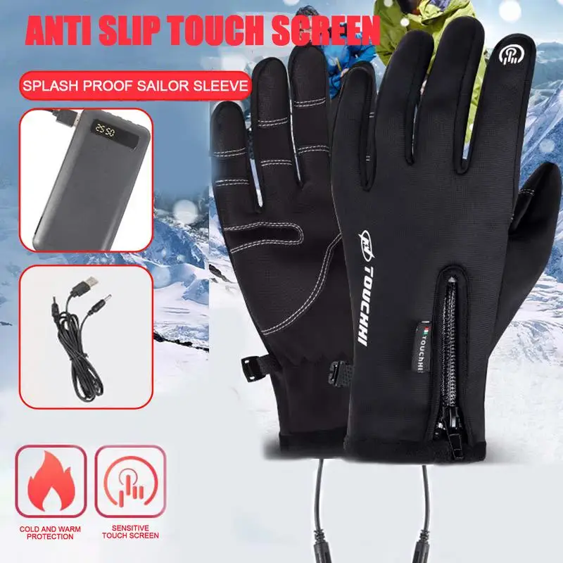 Heated Gloves USB Rechargeable Battery Powered Electric Heated Hand Warmer Support Fingertip Touchscreens For Hunting Fishing