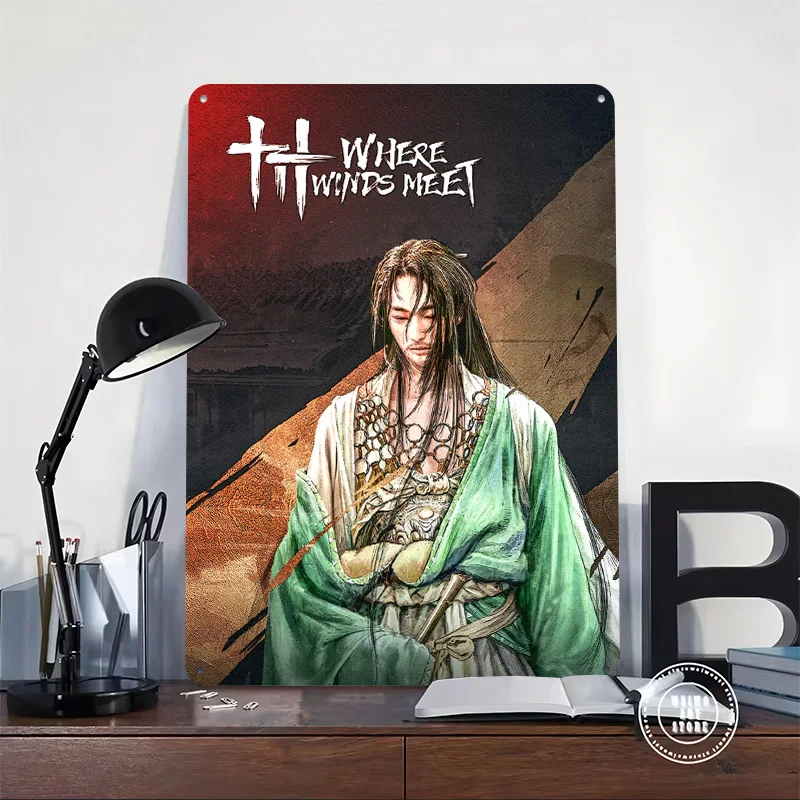 Where Winds Meet Game Art Poster Customized Vintage Metal Signs Wall Art Retro Tin Plaque for Office Decoration Gaming House