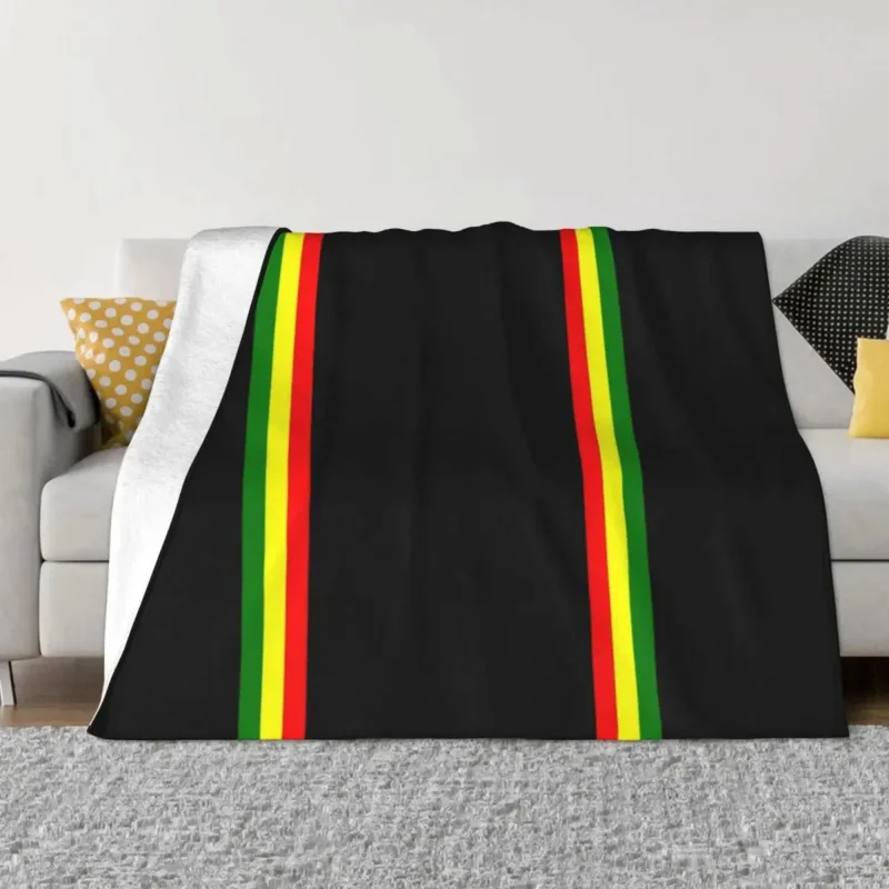 Rasta Stripe Color Pattern Reggae Jamaican Jamaica Proud Flannel Throw Blankets Autumn/Winter Lightweight Bedspread