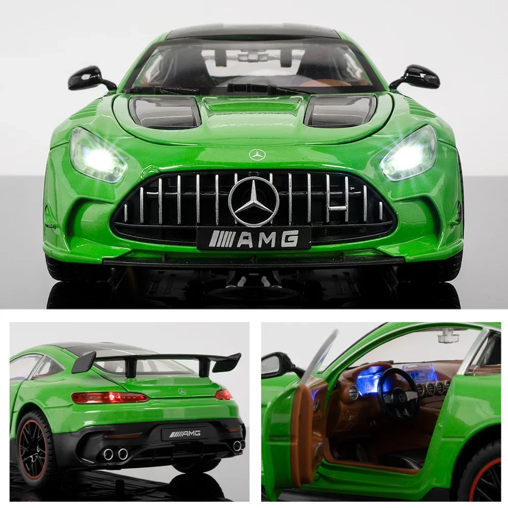 1:18 Mercedes-Benz Jas GT-R Voiture de sport Collection Simulation Alliage moulé sous pression Voiture Son et lumière Véhicule Jouets Voiture pour enfants Cadeaux