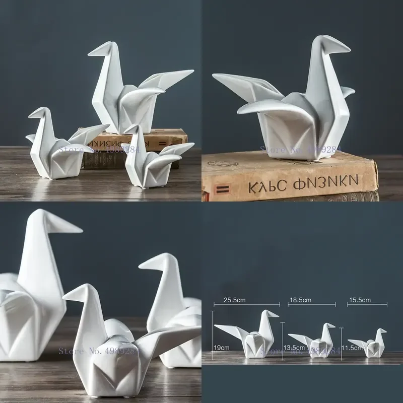 Modern Ceramic Thousand Paper Cranes Origami Abstract Handicraft Home Furnishing Children Room Decoration