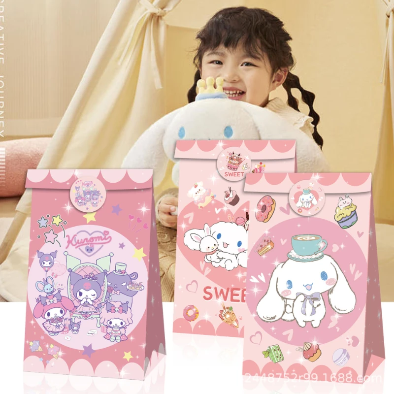 sanrio kuromi my melody party candy kraft paper bag sealing packaging  birthday gift ziplock bag toy storage animegift wholesale