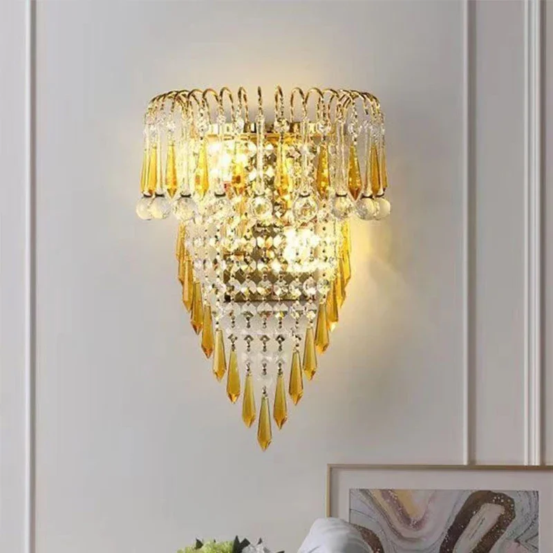 SEAN Contemporary crystal  Wall Lamp Indoor Art Living Room Bedroom Bedside Lamp luxurious Hotel Corridor Hallway Wall Lamp