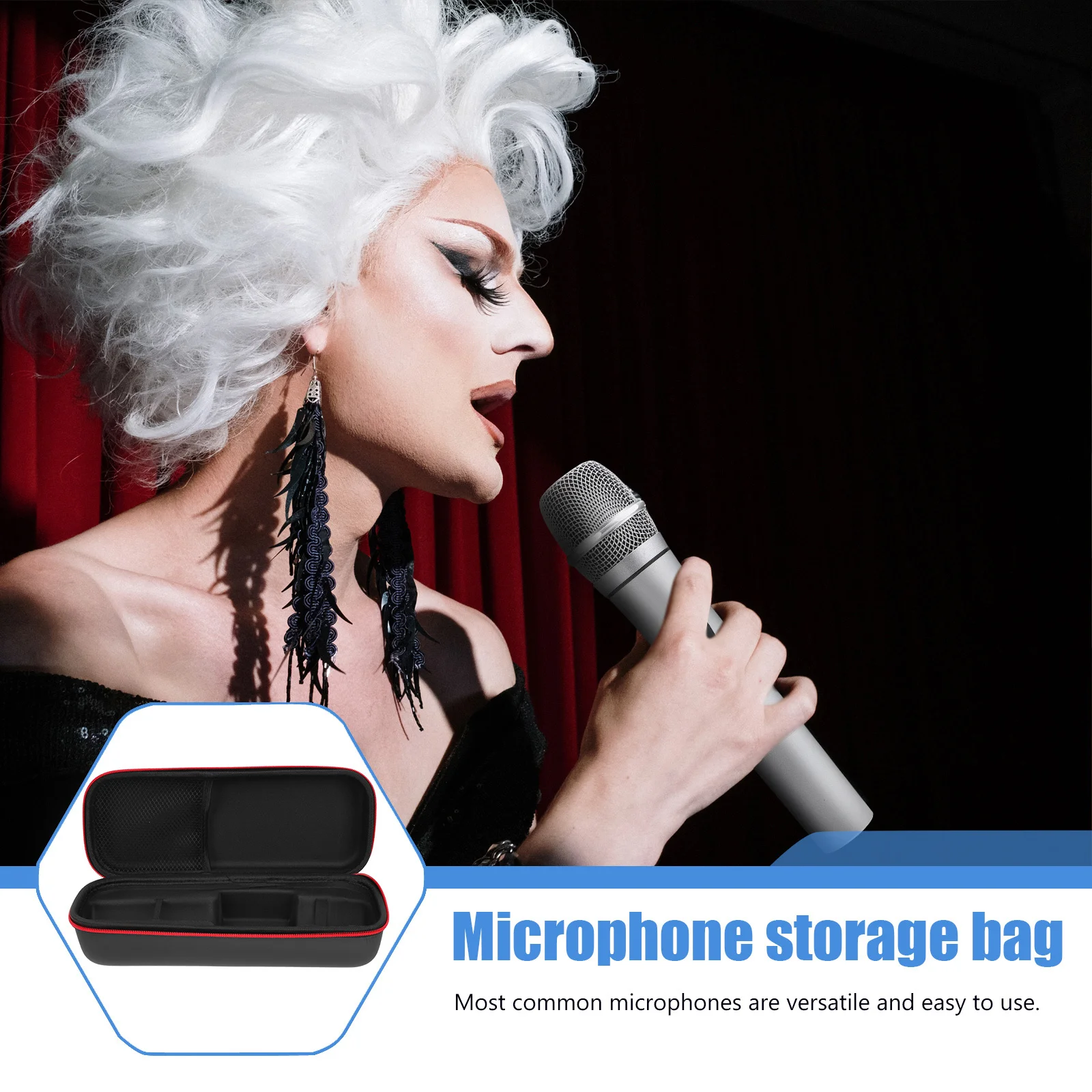 

Shockproof Waterproof Hard Microphone Case with Zipper Portable Carrying Bag Storage Pouch for Accessories Hard Microphone Bag