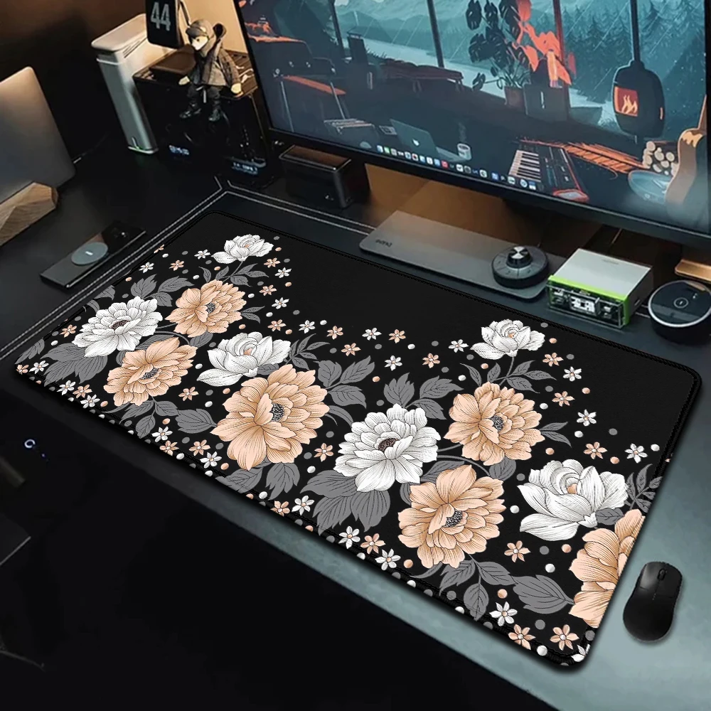 Flower Aesthetics Computer Desks Gamer Keyboard Pad Mouse Stitch Carpet Gaming Mousepad Xxl Desk Mats Big Mousepepad Deskpad