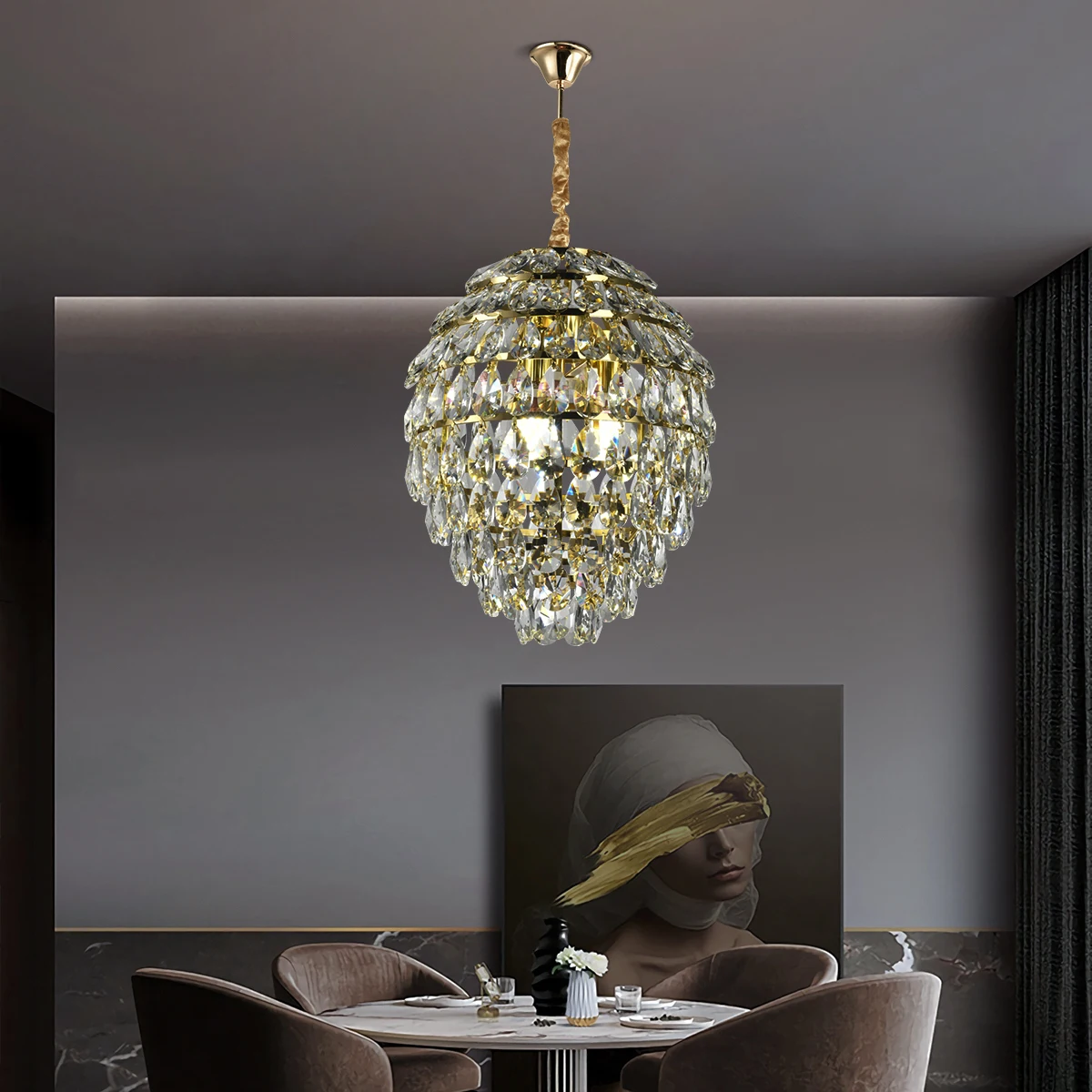 Modern raindrop-shaped K9 crystal chandelier ceiling lighting fixtures  ，decorated for bedroom Dining Rooms Living Room Corridor