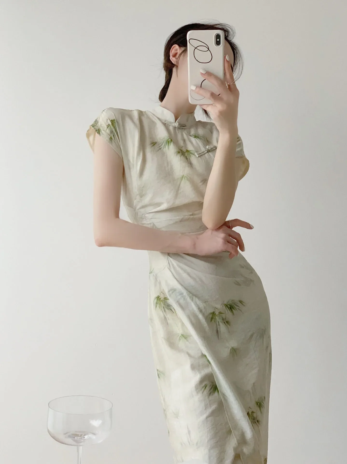 

Women Improved Cheongsam 2024 New Short Sleeve Vintage Elegant Waist Fold Long Dress Chinese Style Wedding Fashion Dress