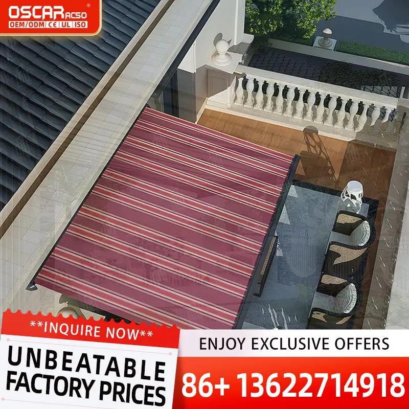 

White Arm Wall Installation Remote Control Rust Prevention for US Balconies Outdoor Terraces Gardens Retractable Awning