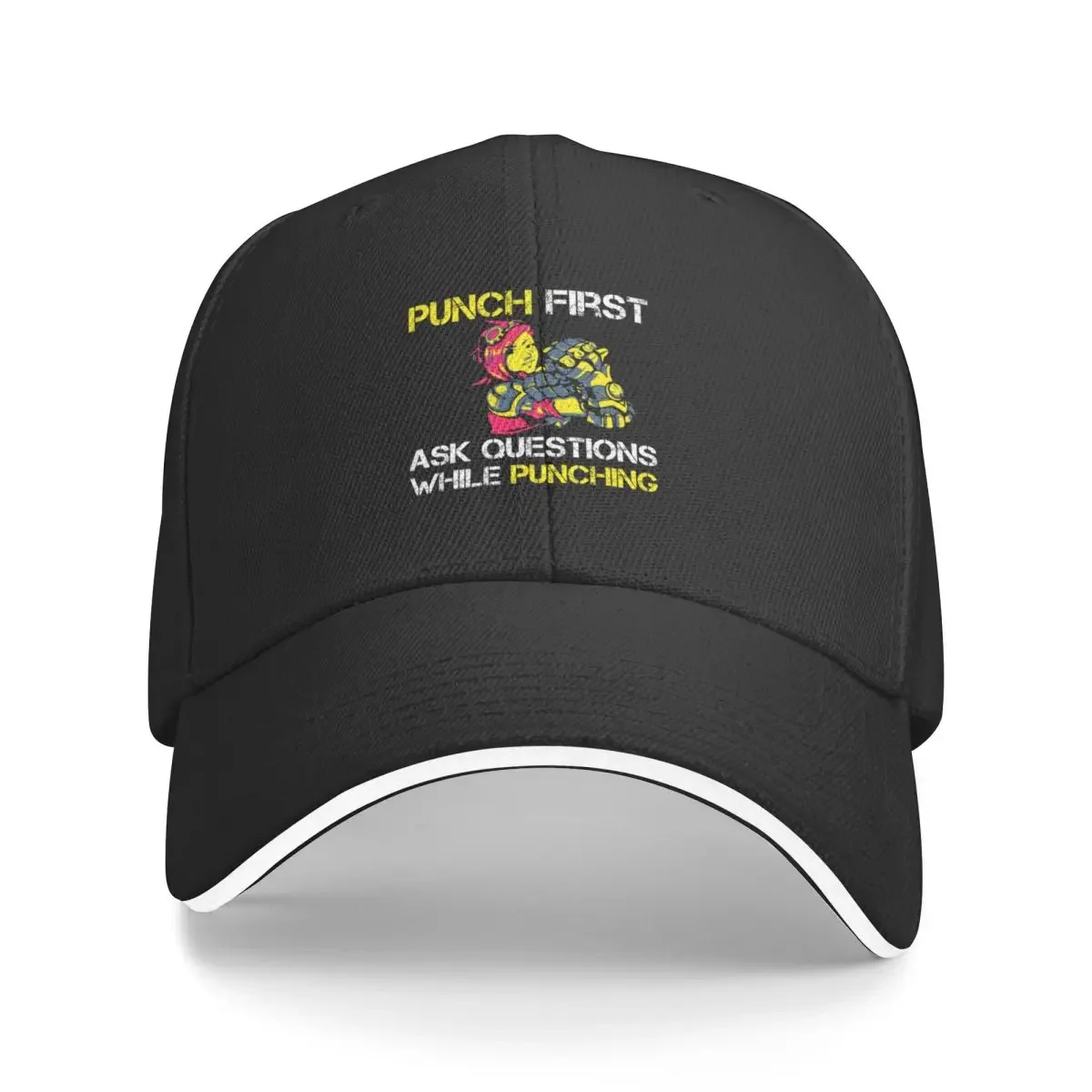 New Punch First Ask Questions While Punching Legends Of Vi, funny shirt Baseball Cap Hat Beach Streetwear Boy Cap Women's