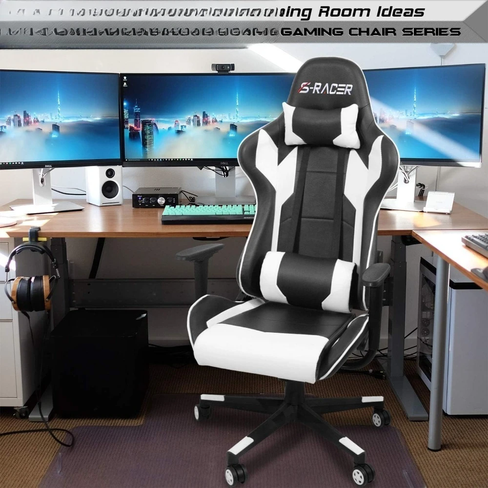 

Gaming Chair,Office Chair High Back Computer Chair – Leather Desk Chair,Racing-Style Executive with Ergonomic Adjustable Swivel