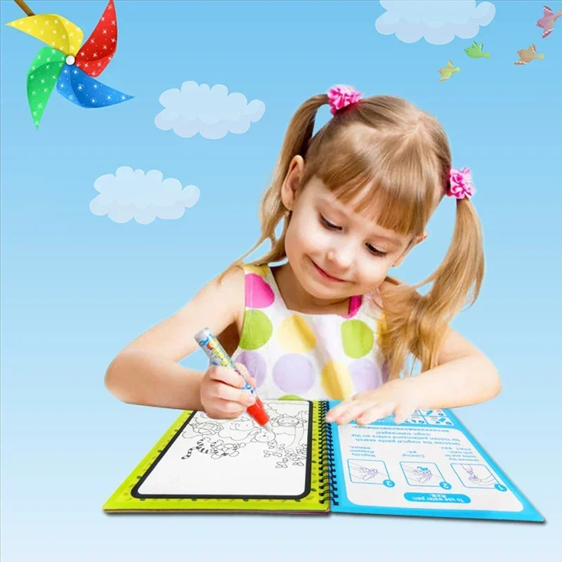 7 tipi di libro da disegno ad acqua magica Libro da colorare per cartoni animati Doodle e penna magica Tavolo da disegno per pittura per giocattoli per bambini Regalo di compleanno