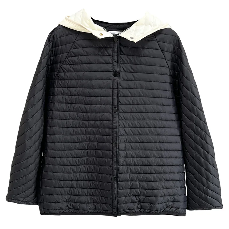 

XXXXL модные женские парки больших размеров, осень-зима, новый стиль, тонкая стеганая куртка контрастного цвета с капюшоном, теплое пальто 1739