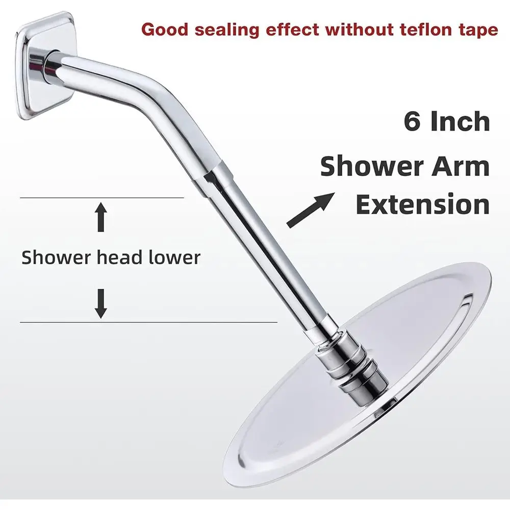 

New Stainless Steel Shower Extension Rod Round 6 Inches Shower Bracket Shower Extender