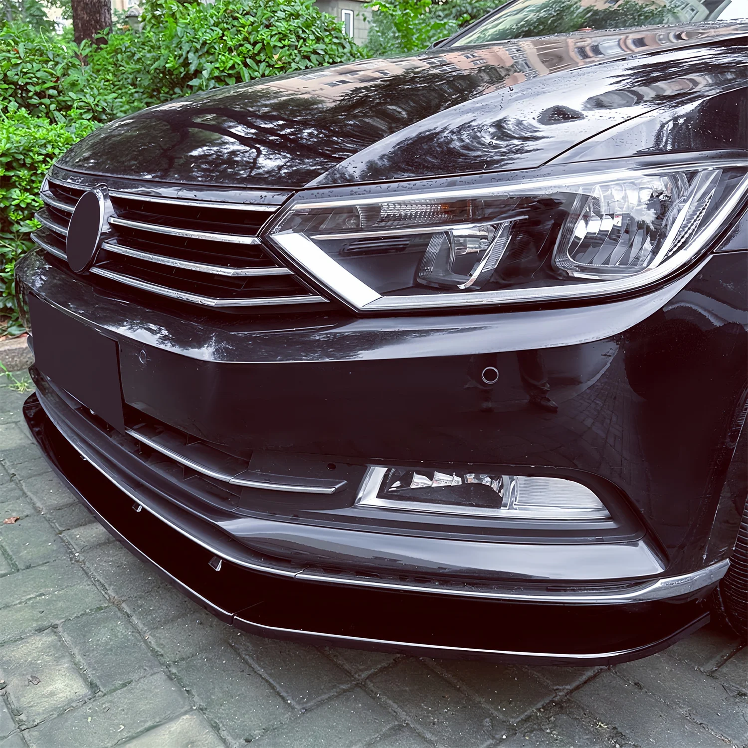 

Gloss Black CS Style Front Bumper Lip Spoiler Splitter Retroft For VW Passat B8 3G TSI TDI Standard 2015-2019 Pre-Lci Bodykits