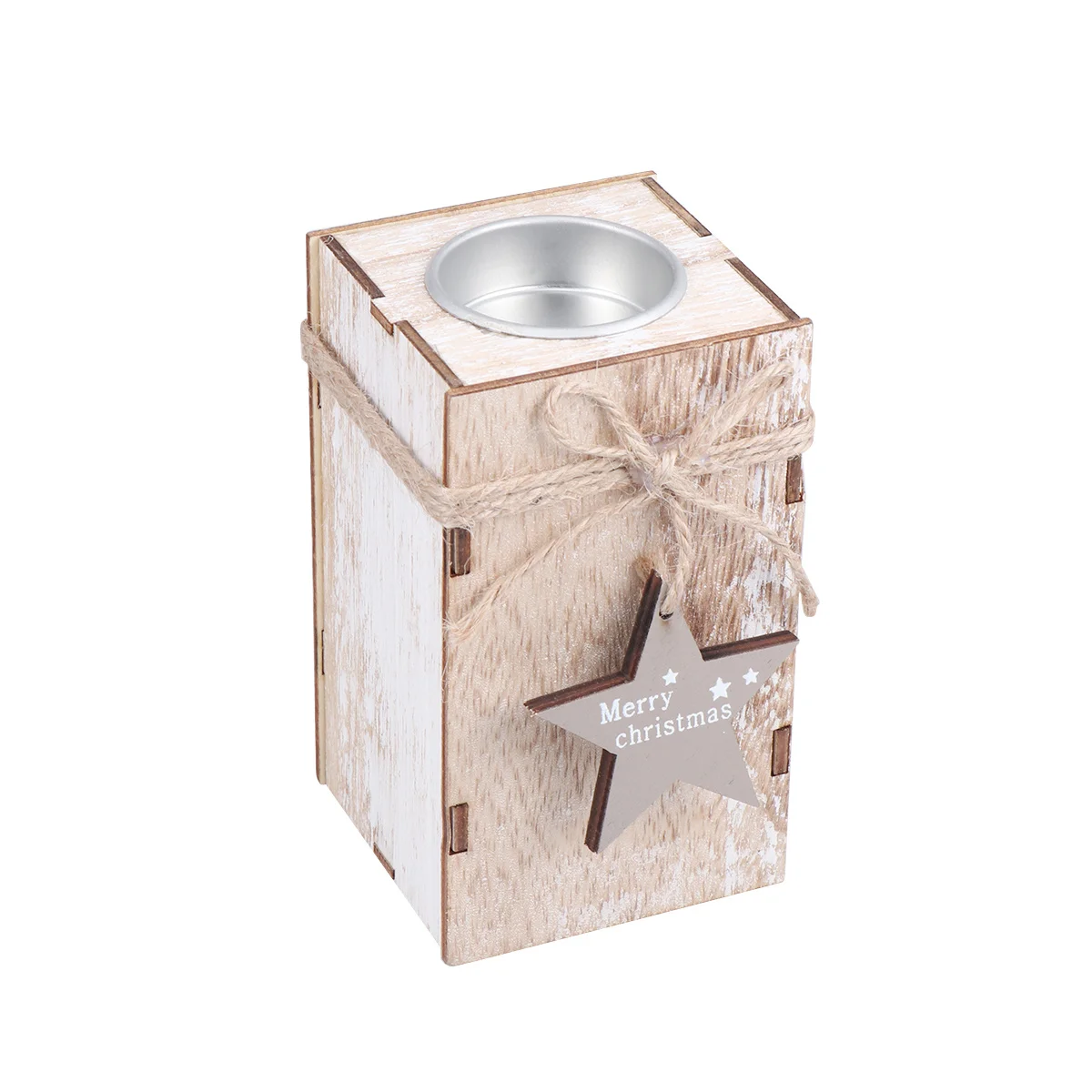 

Mini Wooden Christmas Candlestick 7x12cm Decorative Holder for Home Office Romantic Christmas Table Decoration