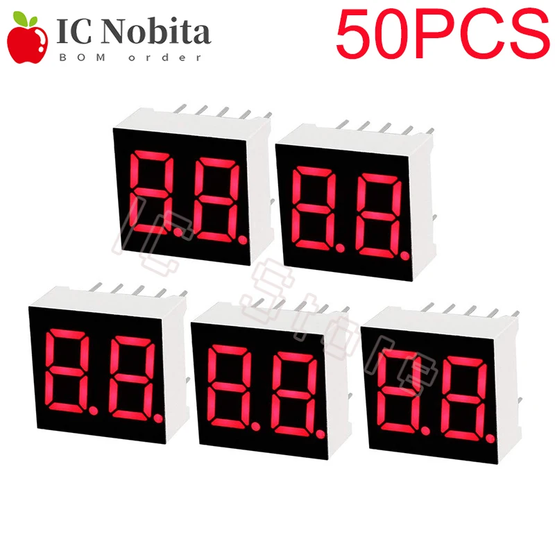 

50PCS 0.56 inch LED Display 2 Bit 7 Segment Tube Red Common Cathode / Anode Digital For Arduino