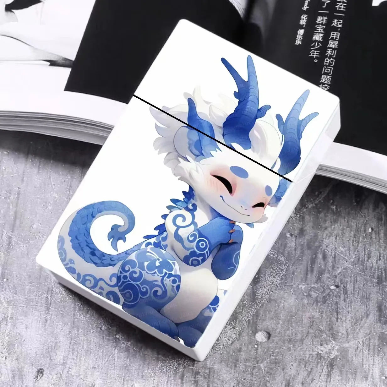 Blue and white porcelain Dragon Beauty Cigarette Box Acrylic 20PCS Capacity For 8MM Cigarette case Holder Fashion Smoke Gadgets