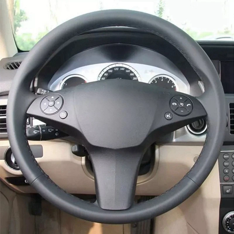 DIY Black Artificial Leather Car Steering Wheel Cover for Mercedes Benz C180 C200 C350 C300 CLS 280 300 350 500 GLK