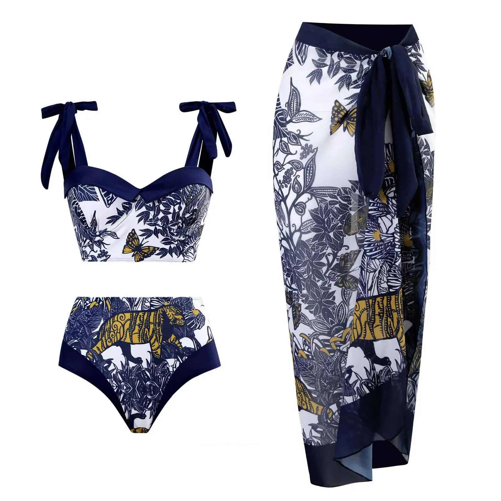 2023 New Fashion Women Bikini And Beach Dress Suits Three-Piece Combination Hot Spring Swimwear