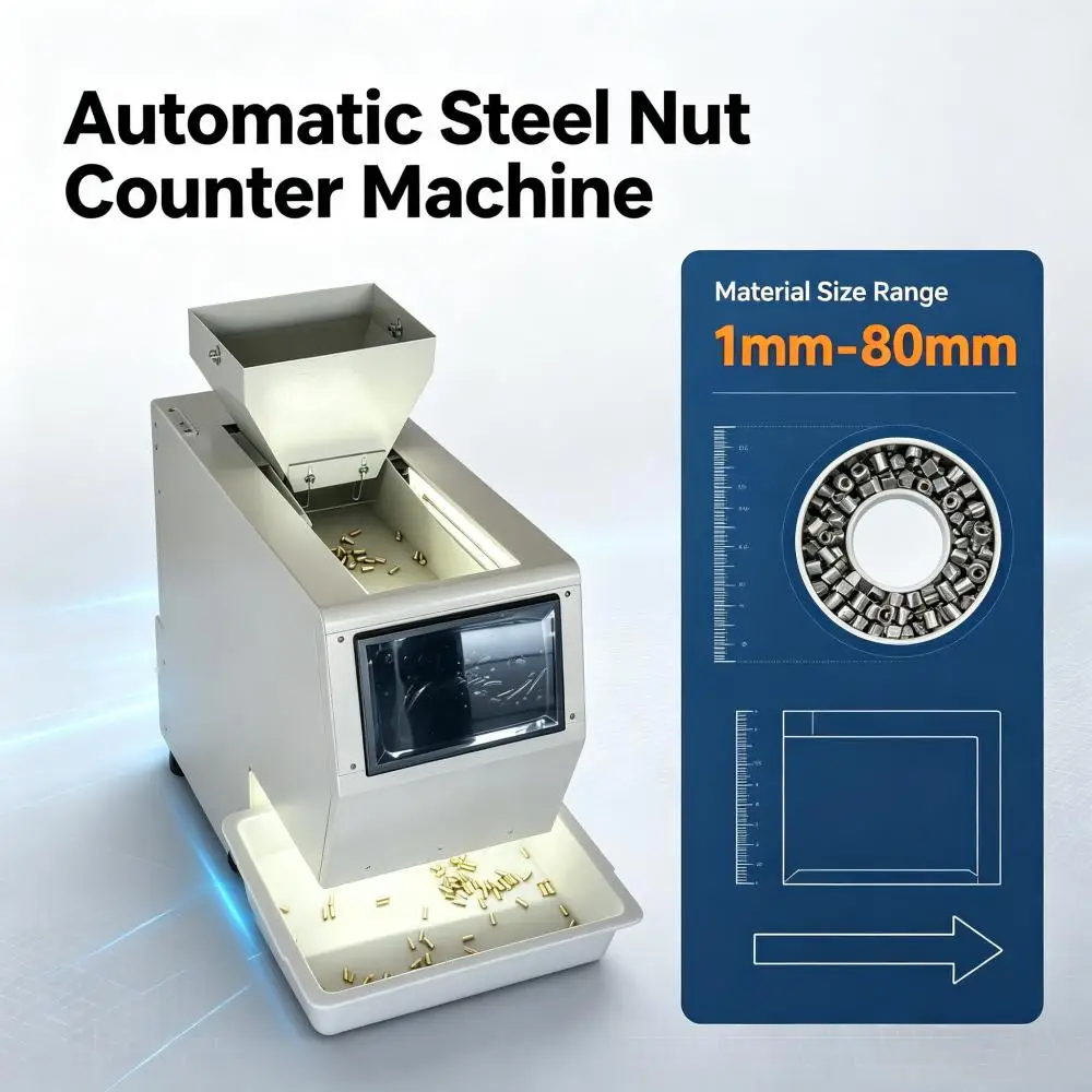 Automatic Steel Nut Counter Vision Machine Auto- Screws Learning‑free Desktop & Warehouse Counter Machine vibratory Feeding