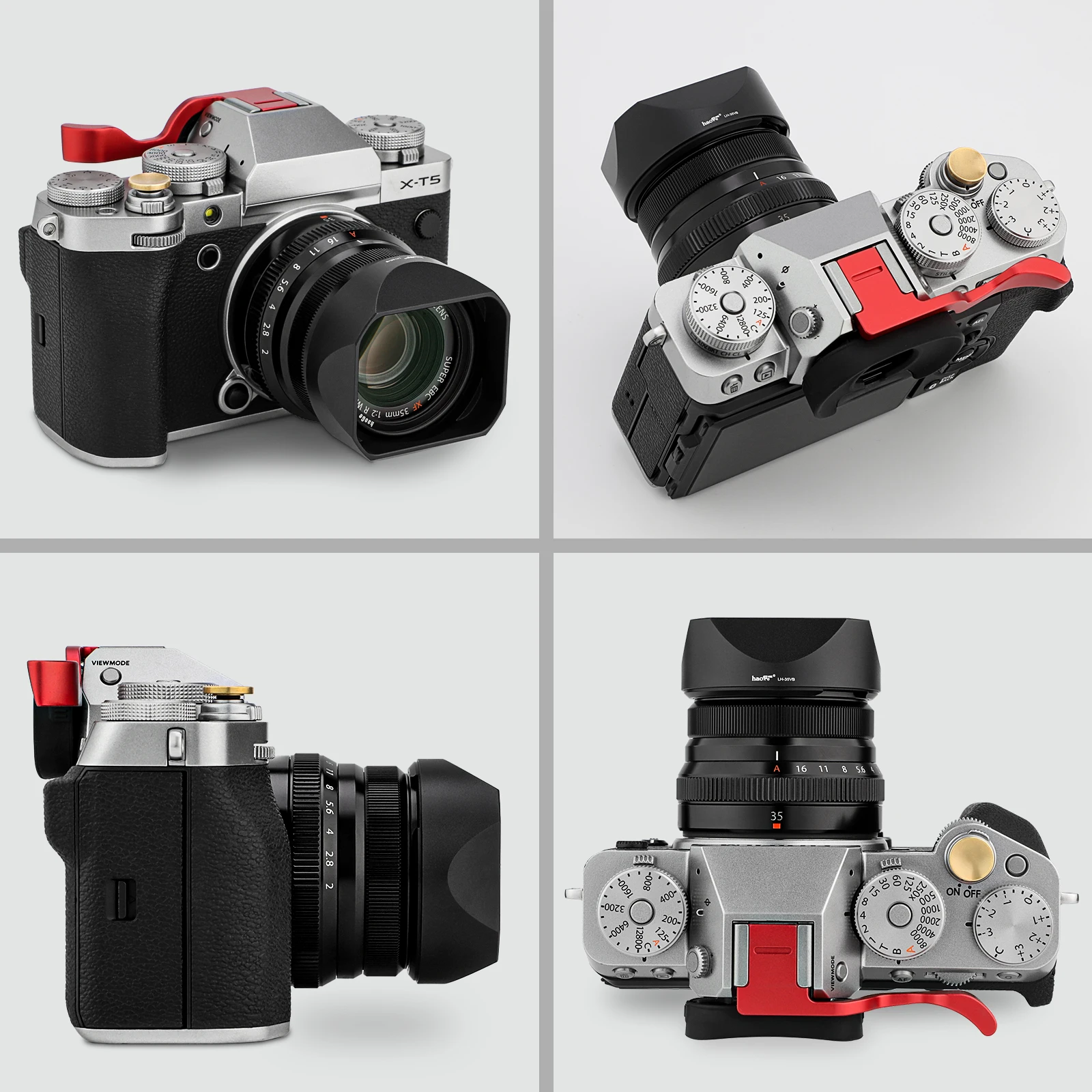 Haoge Lens Hood Metal Square Bayonet for Fujifilm XF35mm F2 R WR, XF23mmF2 R WR XC 35mm F2  Lense With Metal Front Cap