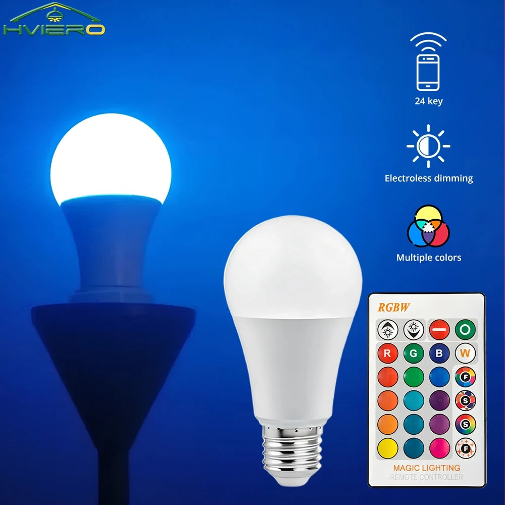 

E27 220V Household Lighting Dimmable 16 Colors RGB Bulb RGB LED Multicolor Bulb 24Key Remote Control Smart Lamp Atmosphere Light