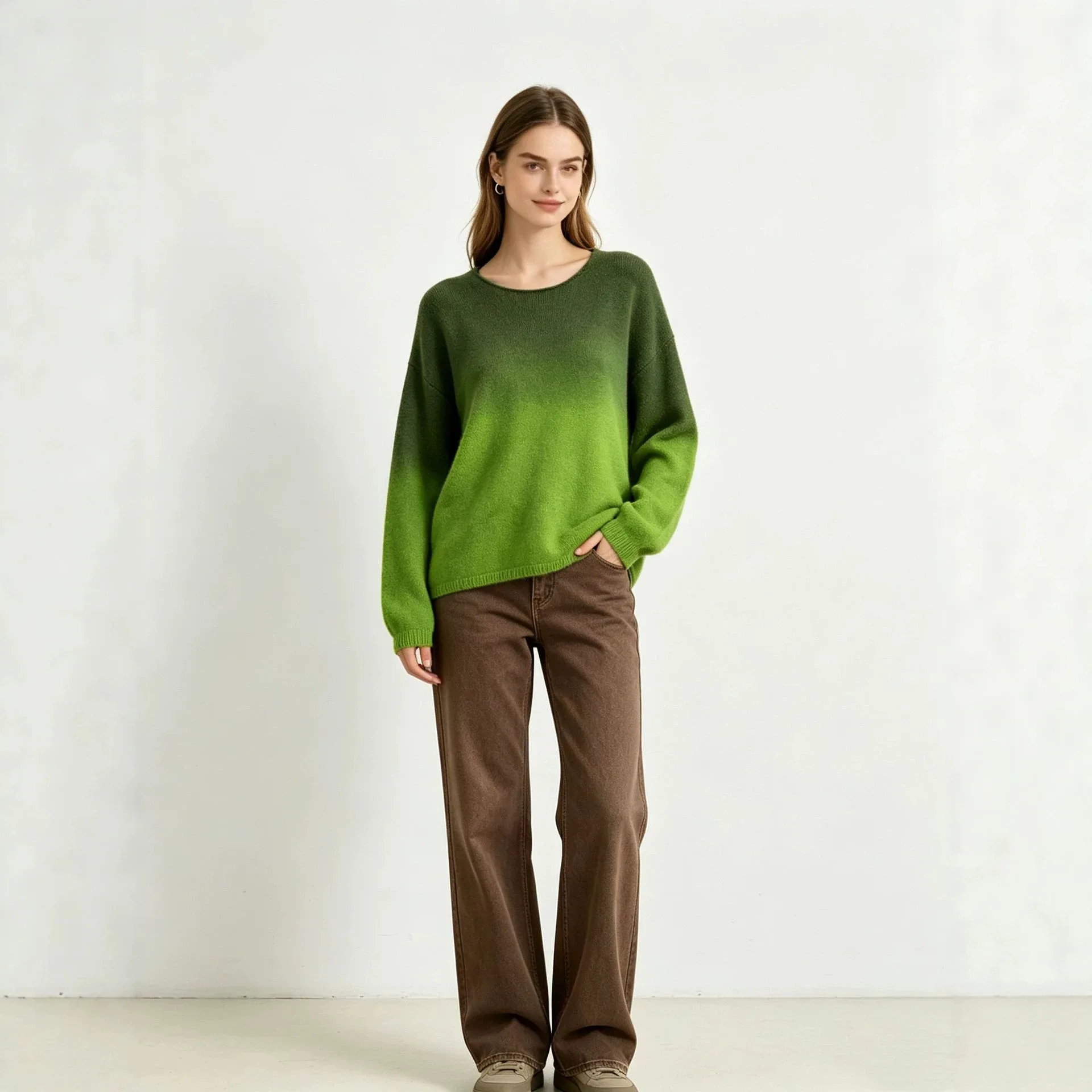 Autumn Women's Knitted Sweater Casual O Neck Pullover Tops Soft Winter Warm Fashion Gradation Sweaters For Women 2026 Ropa Mujer