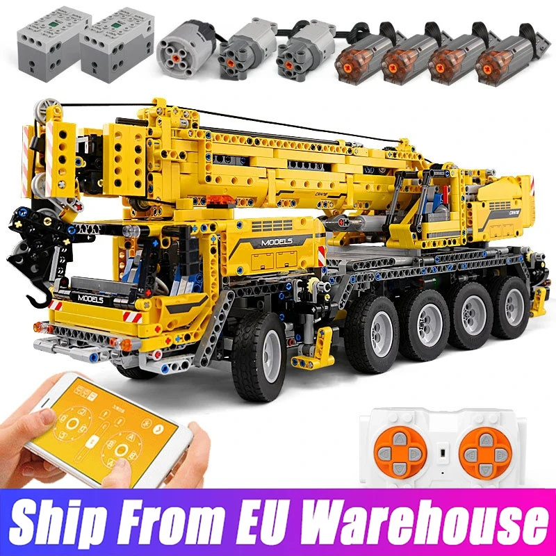 Technical Car Crane APP Remote Control 13107 Moter Power Truck Bricks Motorized Mobile Crane Building Blocks Toys For Kids Gifts