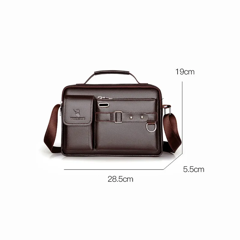 Large-capacity Shoulder Bag Leather Men\'s Messenger Bag Business Commuter Handbag Waterproof Wear-resistant Can Be Stored