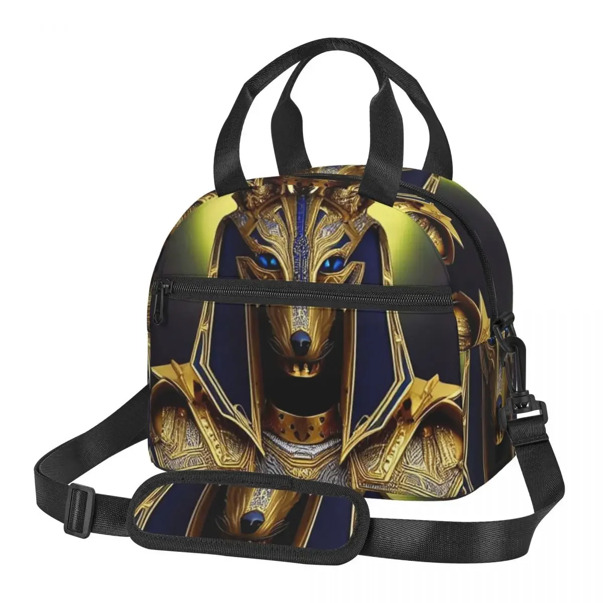 Egyptian God Anubis Art Lunch Bags Insulated Bento Box Waterproof Lunch Tote Picnic Bags Thermal Bag for Woman Student