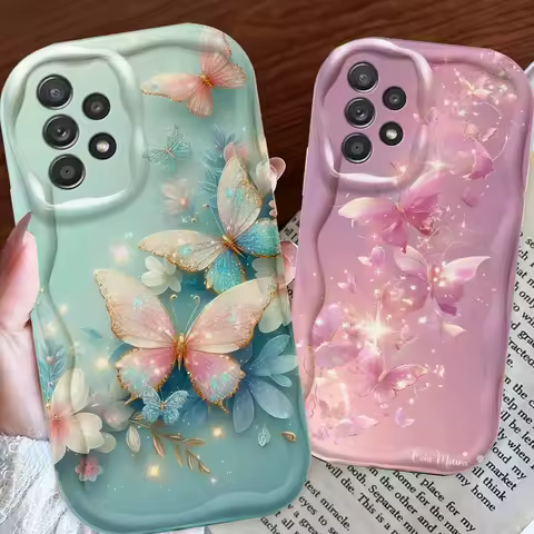 Butterfly Luxury Beautiful Art For Samsung A55 A54 A53 A52 A35 A34 A33 A32 A25 A24 A23 A22 A21S A15 A13 A14 5G Wave Oil Back