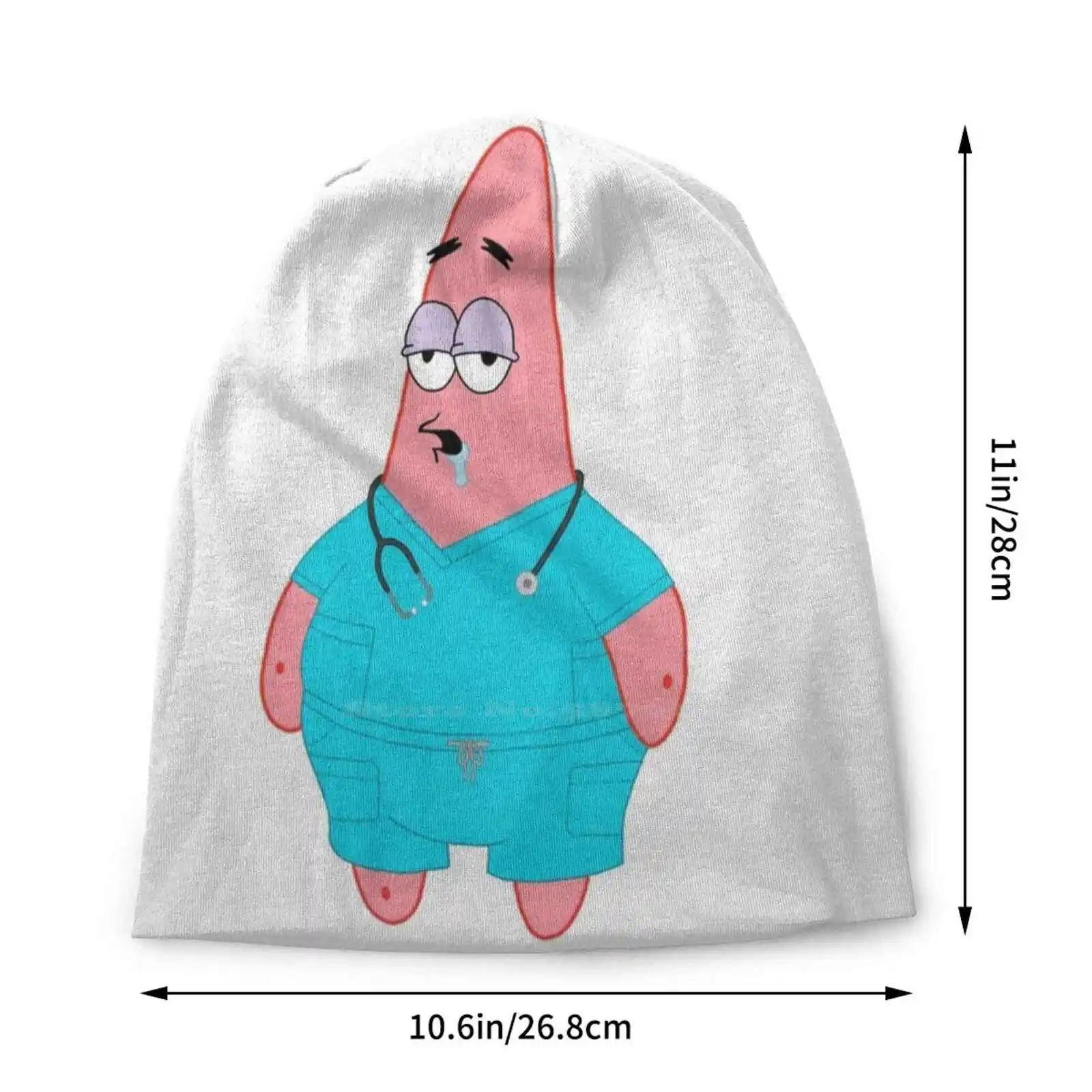 Patrick In Scrubs Knitted Hat Warm Beanie Outdoor Caps Patrick Star Nurse Doctor Physician Assistant Bikini Bottom Stethescope