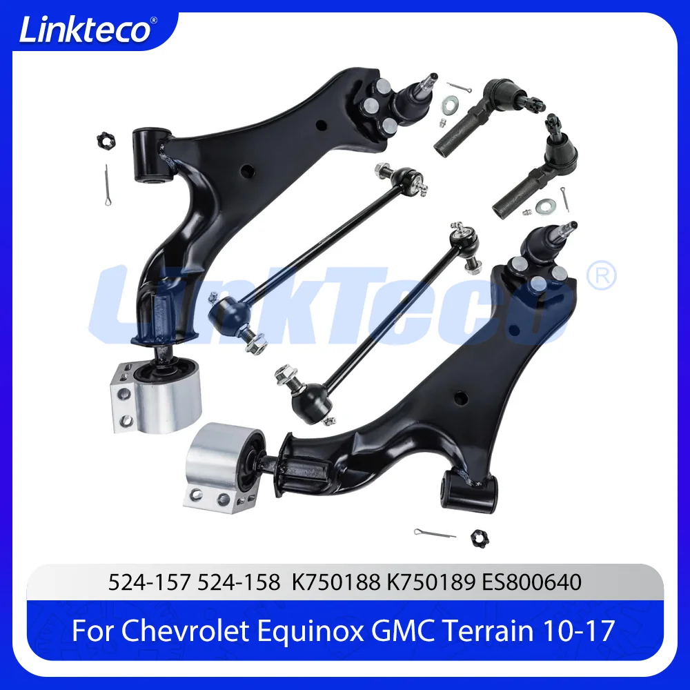 GPQ 6Pcs Front Suspension Kit Control Arms Ball Joints Tie Rod Ends Fit For Chevy GMC 2010-2017 Silverado Sierra Terrain Equinox