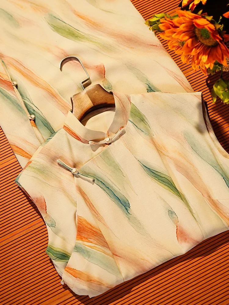 

Новое китайское платье-ципао 2026 года в национальном стиле, полностью распашное, женское летнее рабочее платье в винтажном стиле, длинное