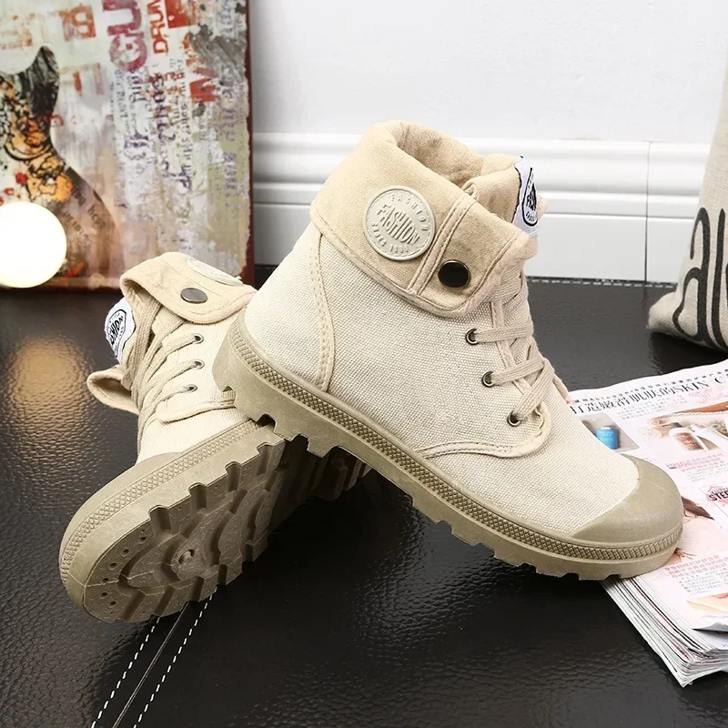 Nuove scarpe di tela stivali da lavoro da donna stile moda scarpe Casual alla caviglia traspiranti alte femminili di alta qualità 35-41