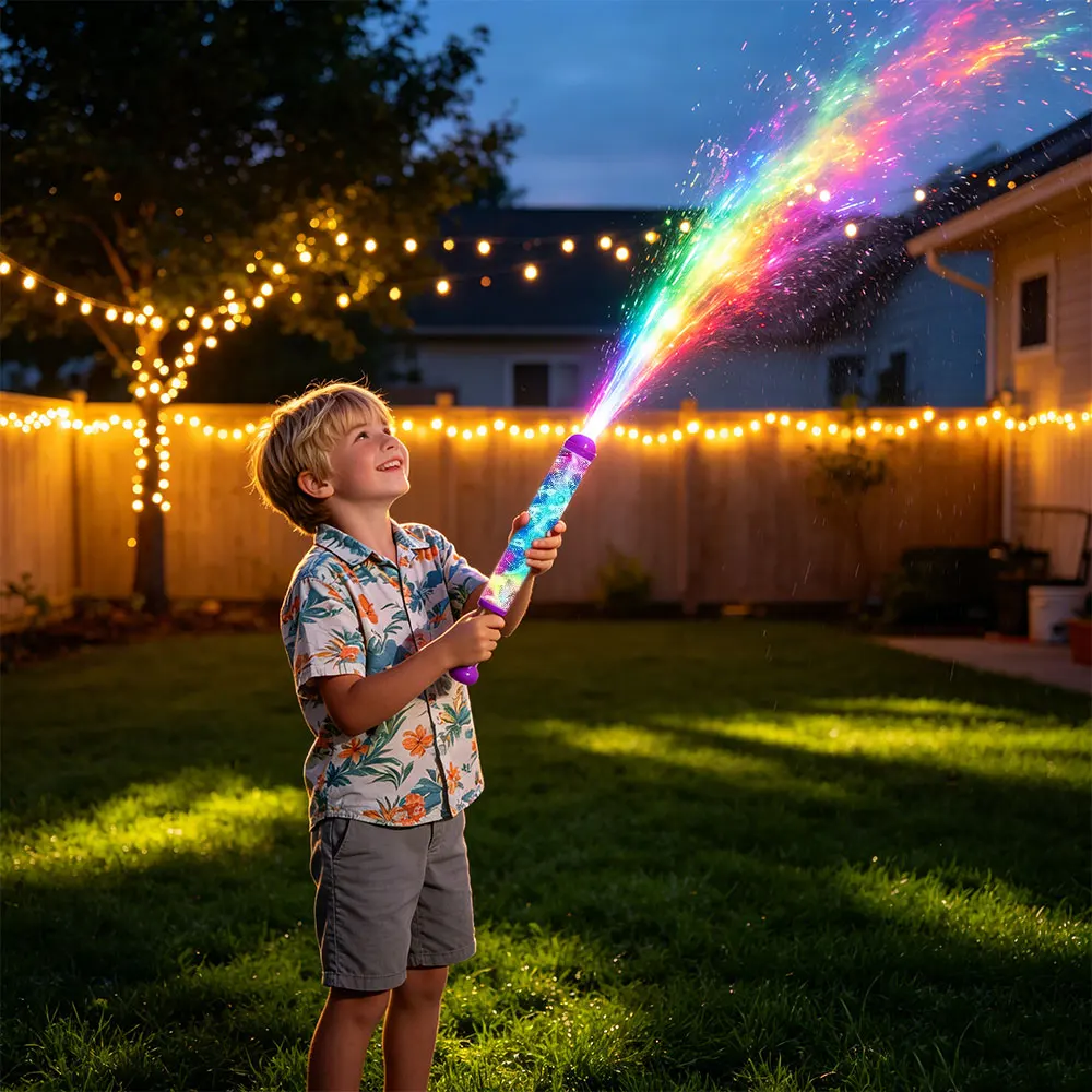 Outdoor Glowing Rainbow LED Water Blaster Push-Pull Large Capacity Spray Water Splashing Sprinkler Atmosphere Props Gift