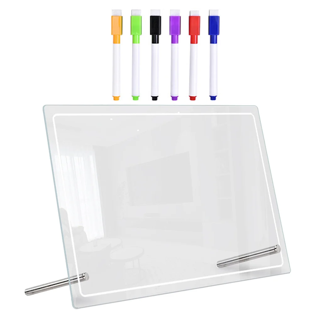 

1Set Frameless Acrylic Memo Board Transparent Writing Board with Pen for Student Home Office School Supply Writing Accessory
