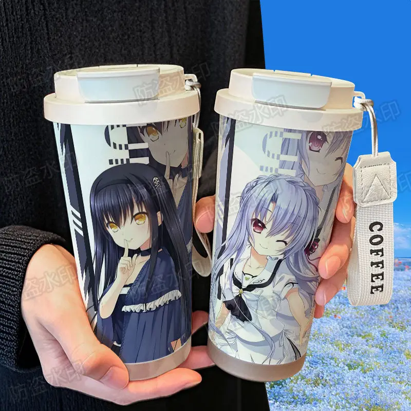 

summerpockets game peripherals cute cartoon print 316 stainless steel portable large capacity car double drink coffee mug gift