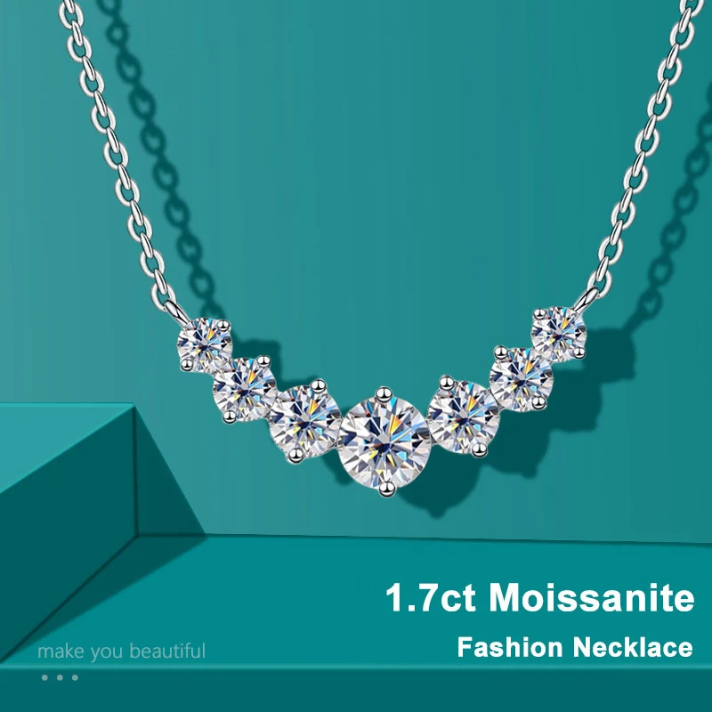 

SHSTONE Moissanite Necklace for Woman Wedding Fine Jewely with Certificates 925 Sterling Sliver Plated 18k White Gold Necklace