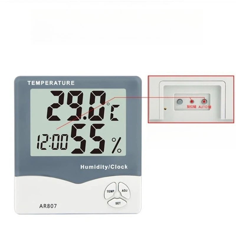 

AR867 household indoor dual temperature and humidity meter, alarm clock time temperature and humidity measuring instrument