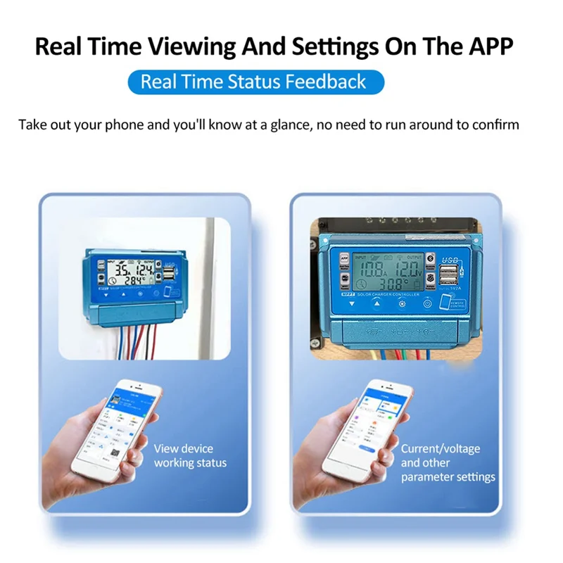 【الأفضل مبيعًا】وحدة تحكم شاحن بالطاقة الشمسية Wifi+BT 12 فولت/24 فولت/36 فولت/48 فولت/60 فولت شحن M PPT وحدات تحكم LCD مزدوجة USB 5 فولت وحدة تحكم الإخراج #4
