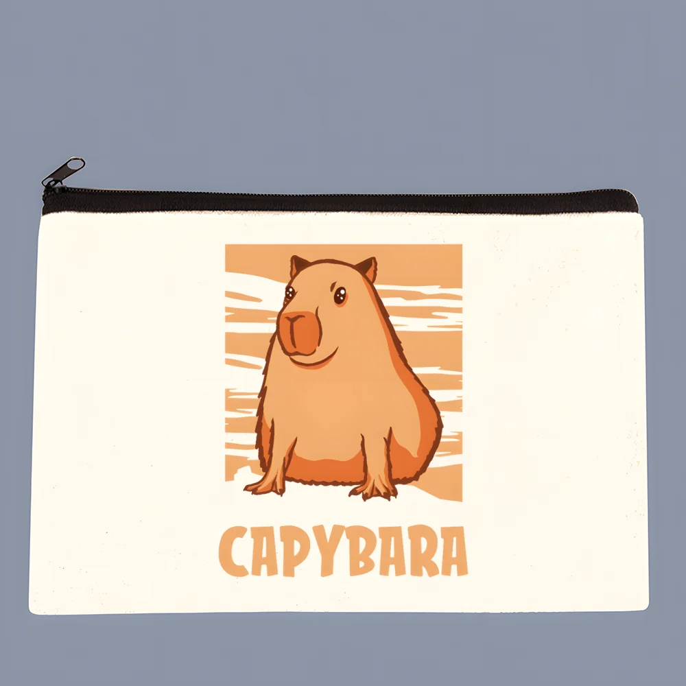 

Kawaii Capybara Cute Solid Color Canvas Coin Purse Small Fresh New Zipper Key Bag Hand Gift Bag