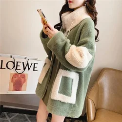 MEXZT Women Faux Lamb Fleece Winter Thick Warm Coats Fashion Harajuku Long Sleeve Korean Jackets Vintage Female Casual Outwear