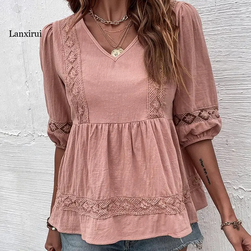 

V Neck Short Sleeve Chiffon Blouses Shirts Tops Women 2022 Fashion Camisas De Mujer Green Casual Blouse Chemise Femme